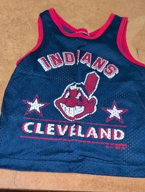 Vintage Boys Cleveland Indians Navy & Red Mesh Tank Top Jersey